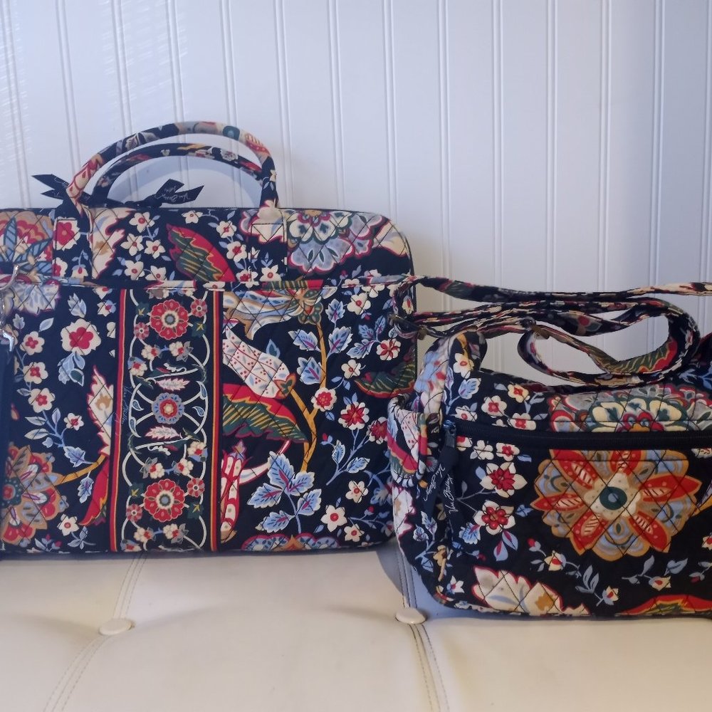 Vera Bradley Laptop Case & On The Go Crossbody Handbag Set